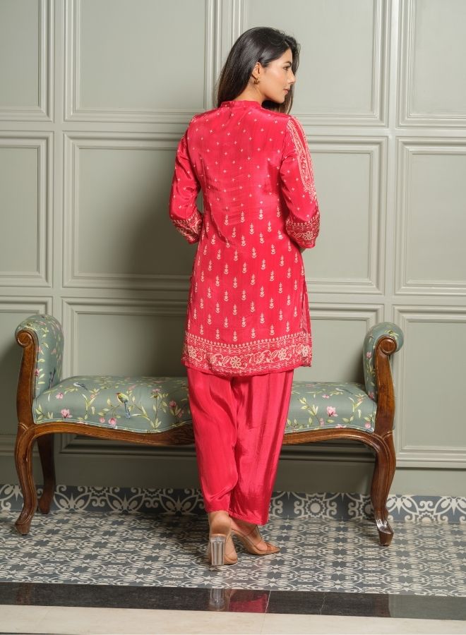 Chic Red Printed Kurta Set