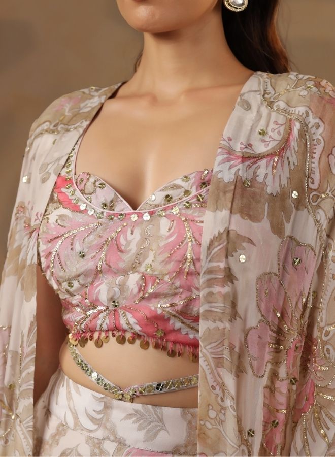 Elegant Cream Floral Co-ord Set