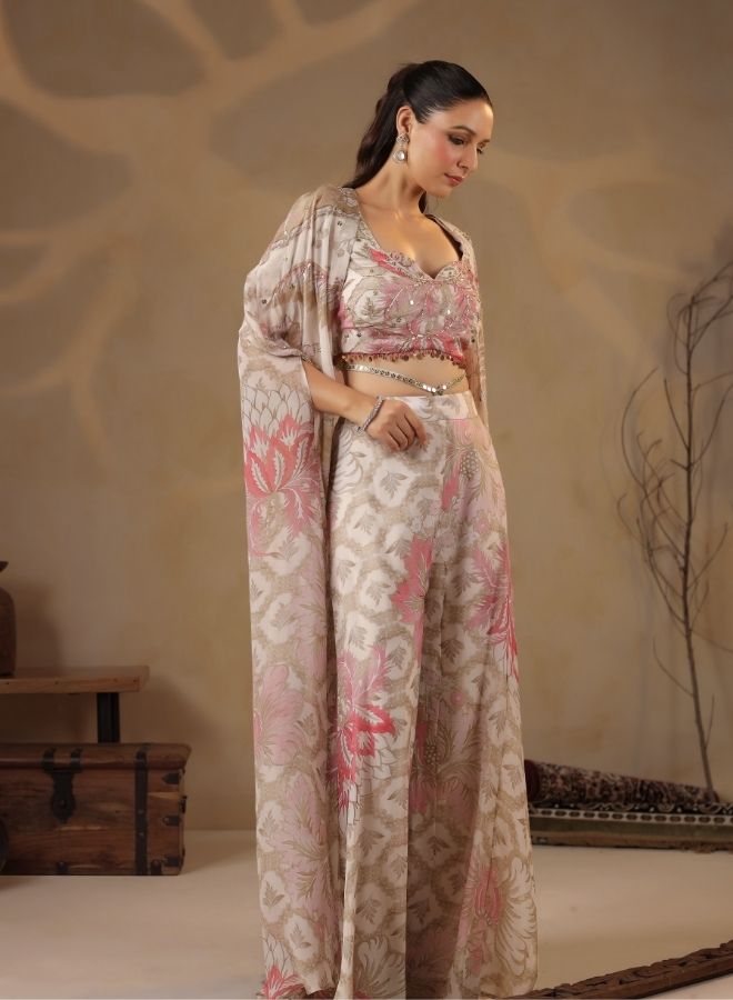 Elegant Cream Floral Co-ord Set