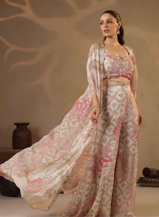 Elegant Cream Floral Co-ord Set