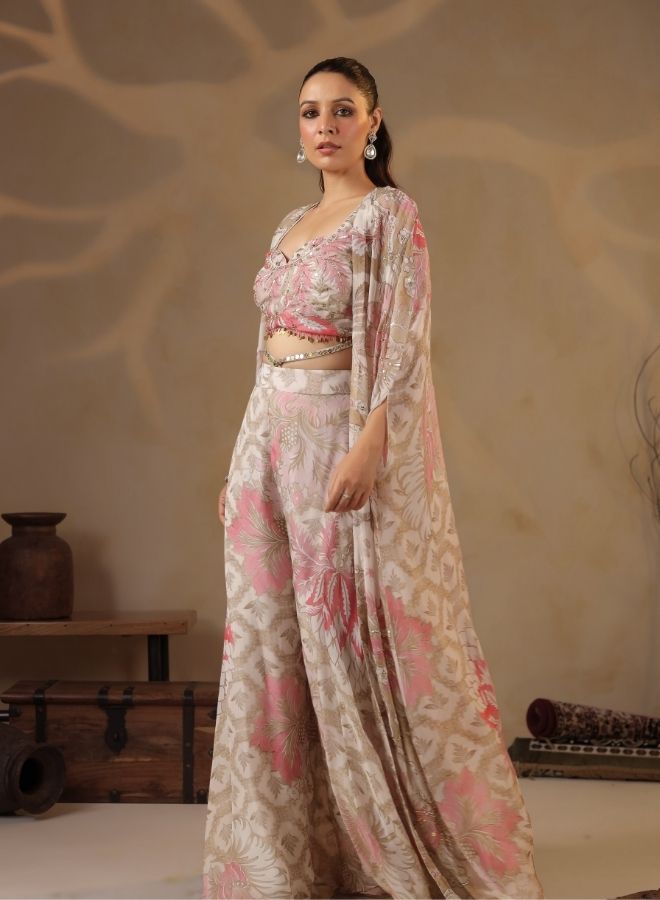 Elegant Cream Floral Co-ord Set