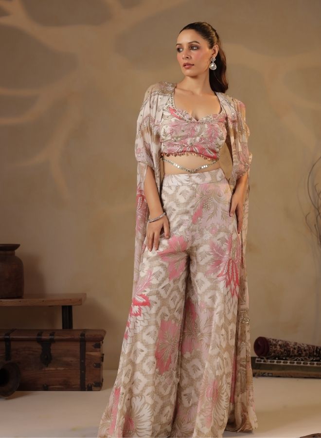 Elegant Cream Floral Co-ord Set