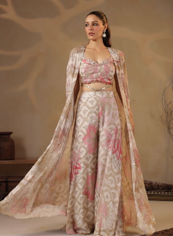 Elegant Cream Floral Co-ord Set
