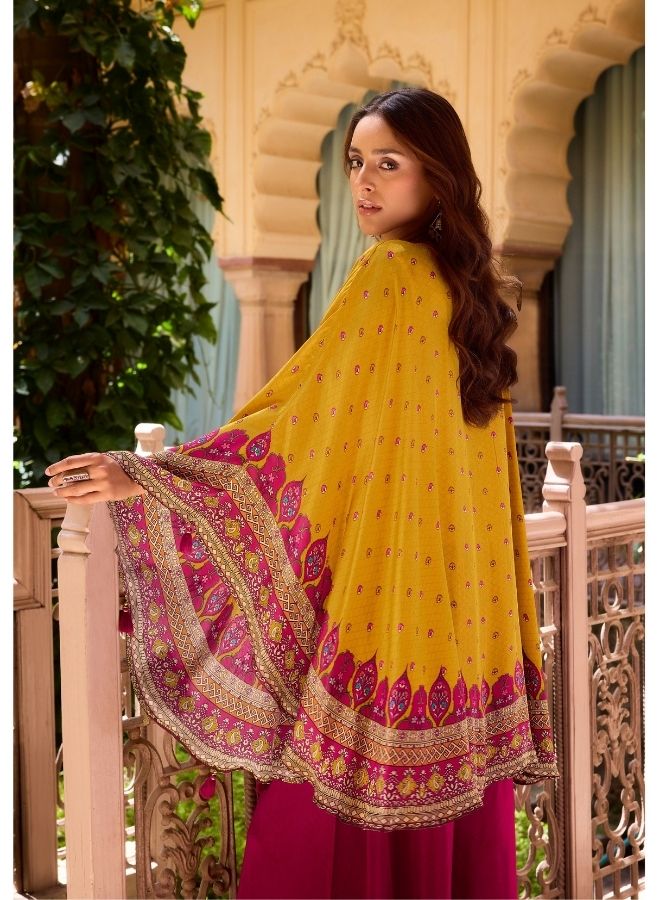 Vibrant Yellow & Pink Traditional Ensemble