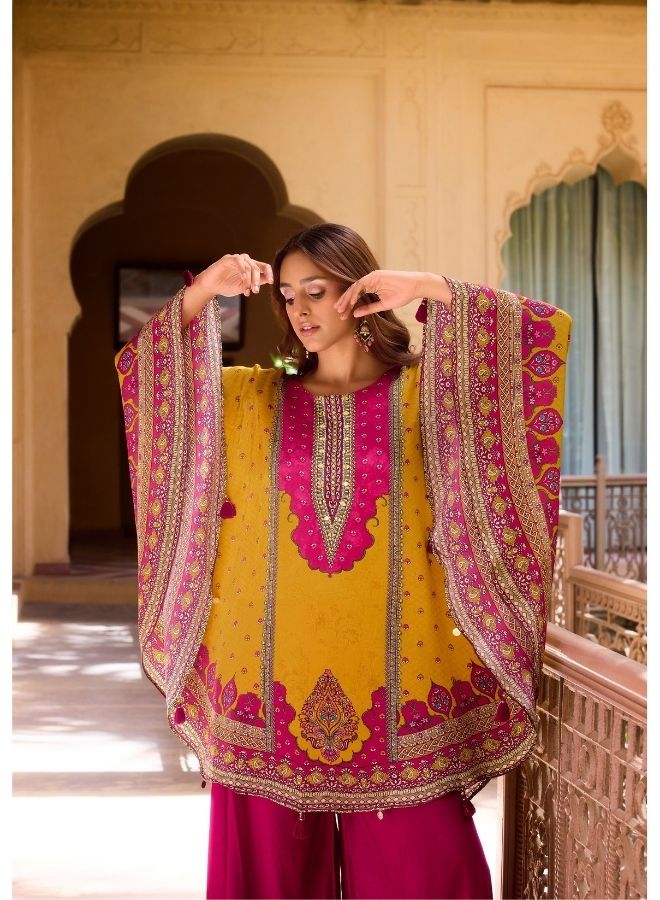 Vibrant Yellow & Pink Traditional Ensemble