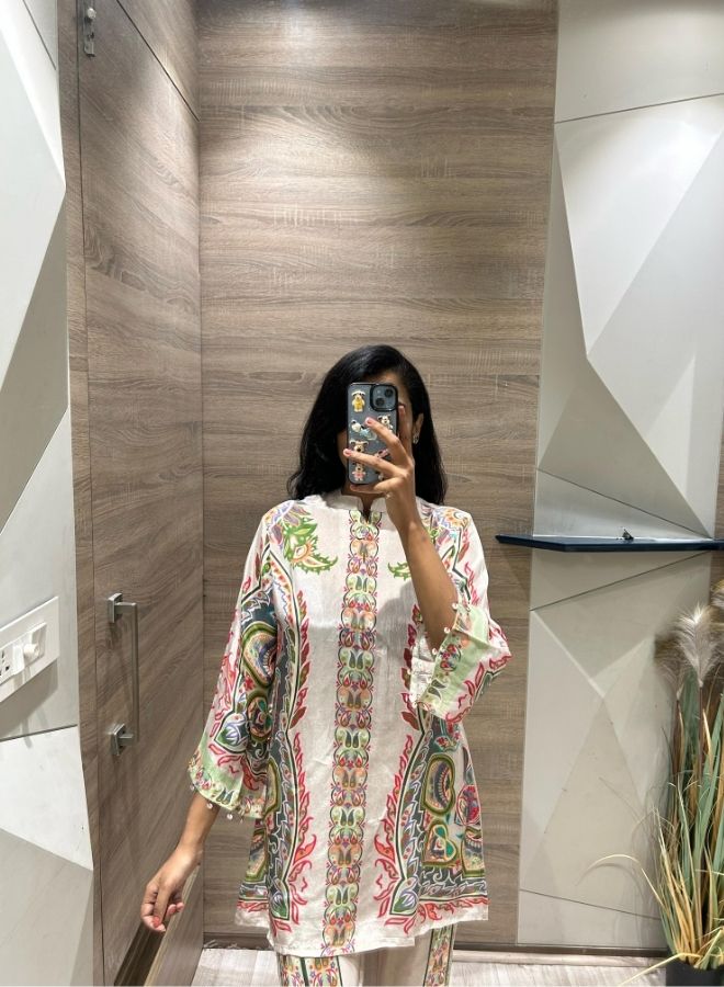 Chic Printed Cream Co-Ord Set
