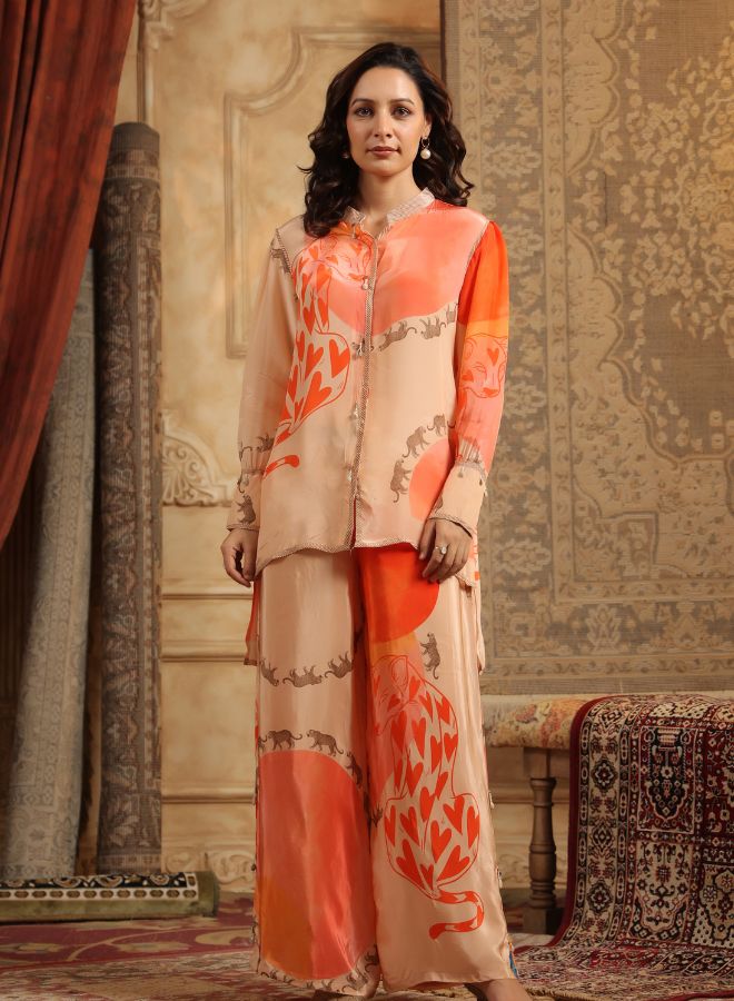 Elegant Silk Printed Ensemble Co-ord Set