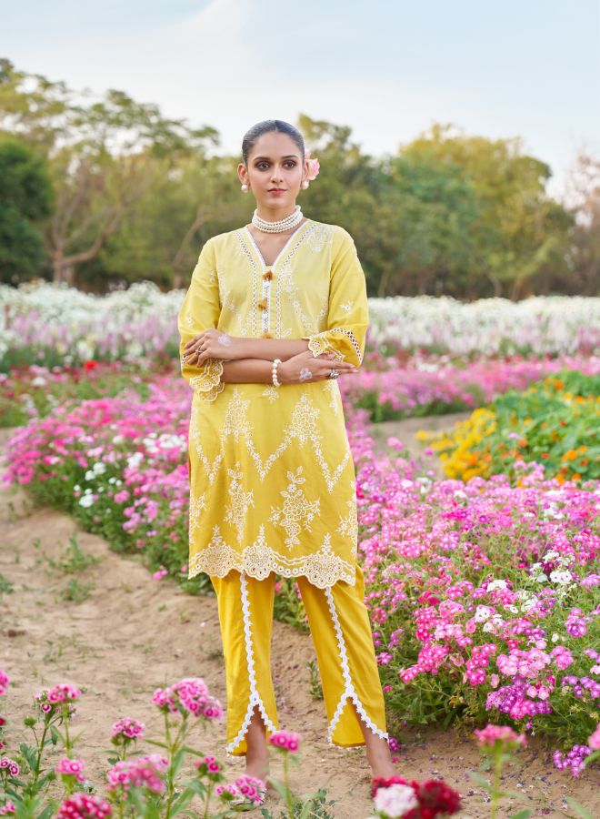 Yellow Embroidered Co-ord Set