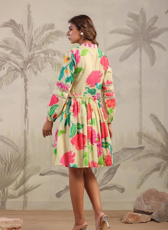 Cream Floral Dress – Elegant & Breezy Summer Fashion