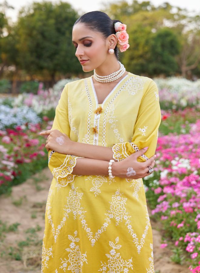 Yellow Embroidered Co-ord Set. Elegant & Festive Ethnic Wear