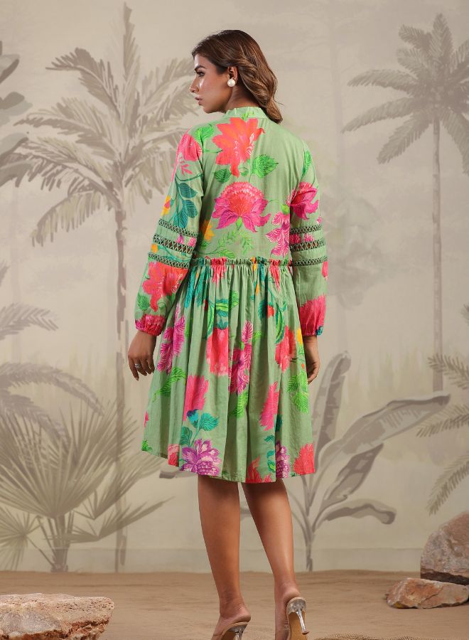 Floral Green Dress – Chic & Vibrant Resort Wear