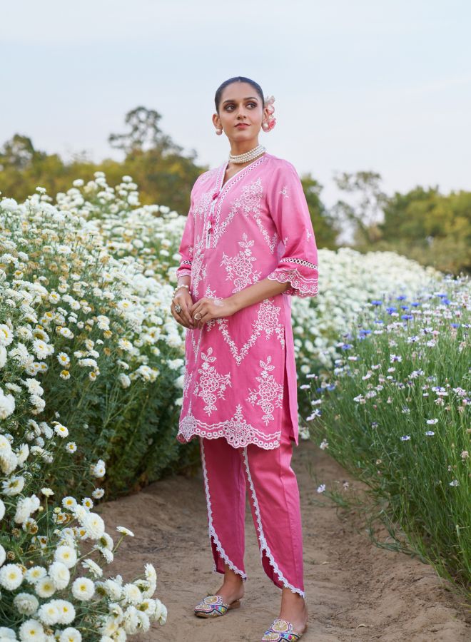 Pink Embroidered Co-ord Set