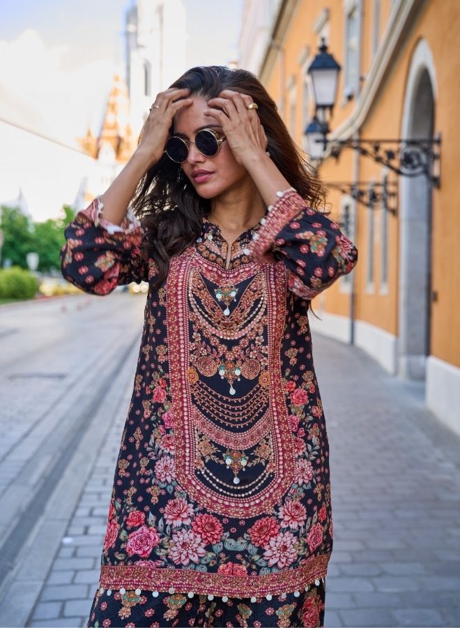 Elegant Black Floral Co-Ord Set