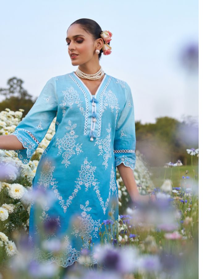 Blue Embroidered Co-ord Set. Elegant & Festive Ethnic Wear