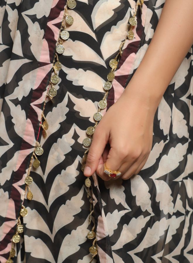 Elegant Printed Saree with Embroidered Blouse