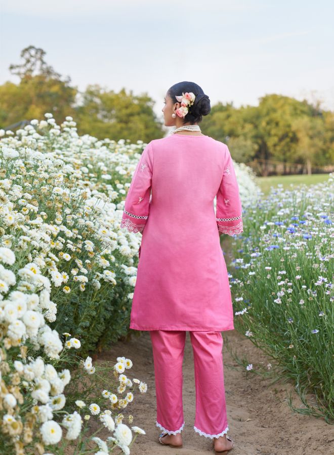Pink Embroidered Co-ord Set. Elegant & Festive Ethnic Wear