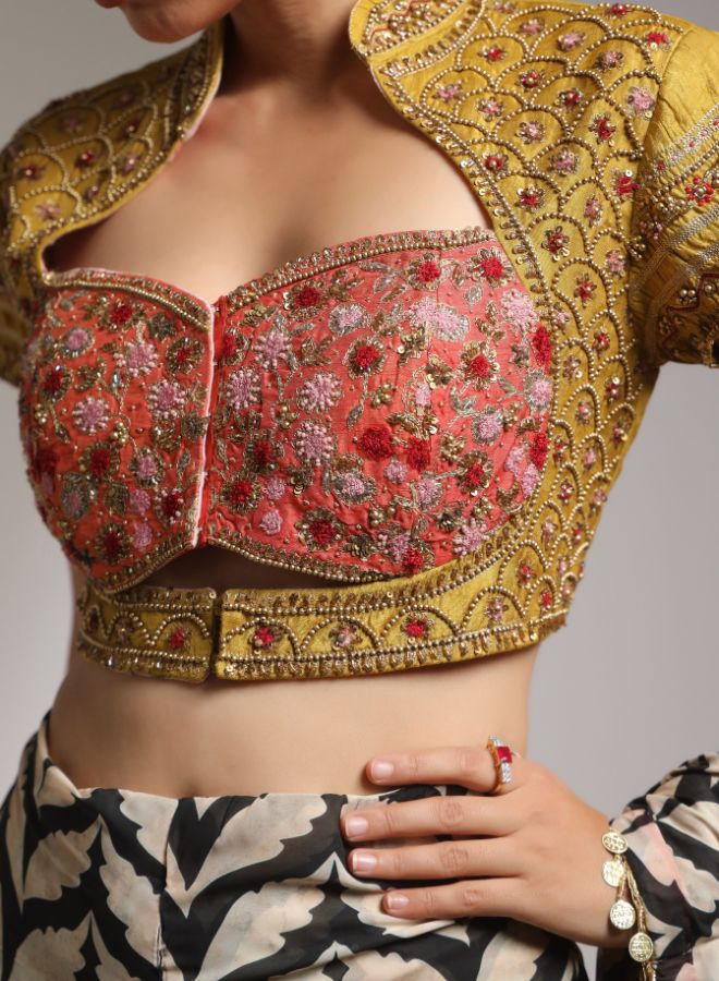 Elegant Printed Saree with Embroidered Blouse