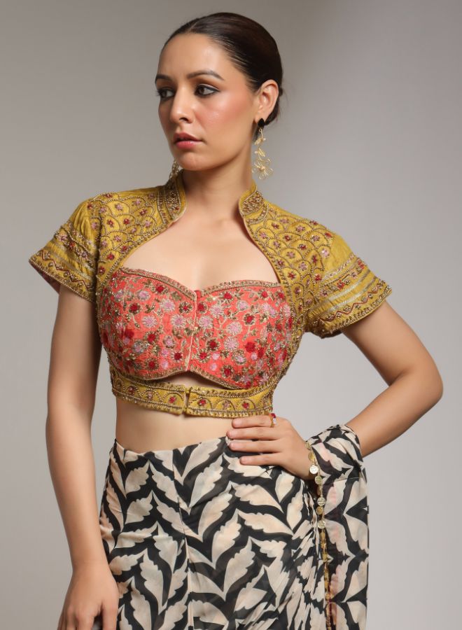 Elegant Printed Saree with Embroidered Blouse