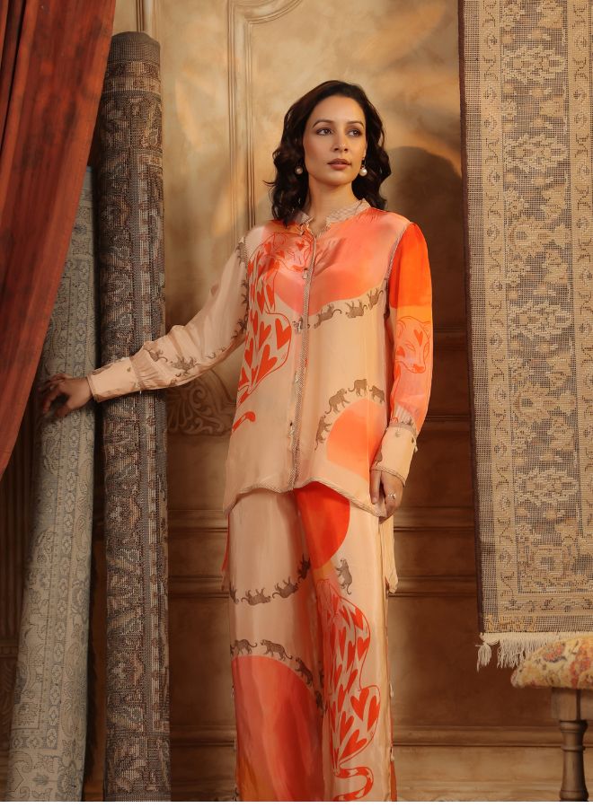 Elegant Silk Printed Ensemble Co-ord Set
