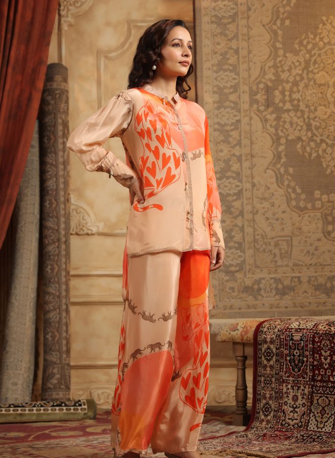 Elegant Silk Printed Ensemble Co-ord Set