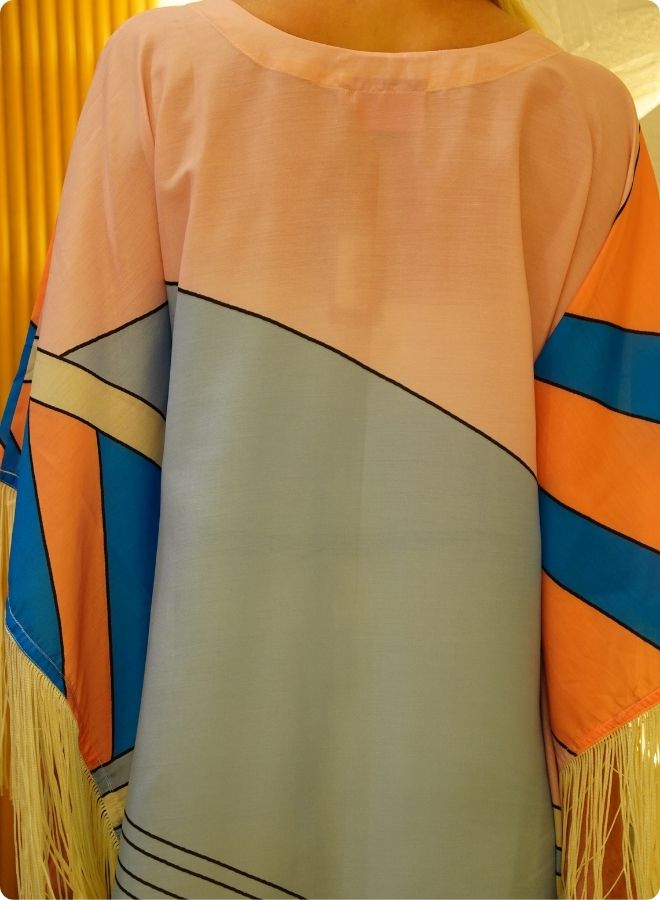 Pastel Geometric Print Kaftan Set