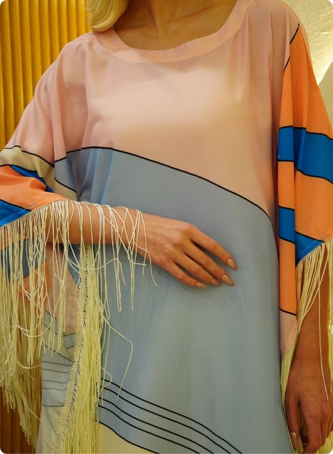 Pastel Geometric Print Kaftan Set