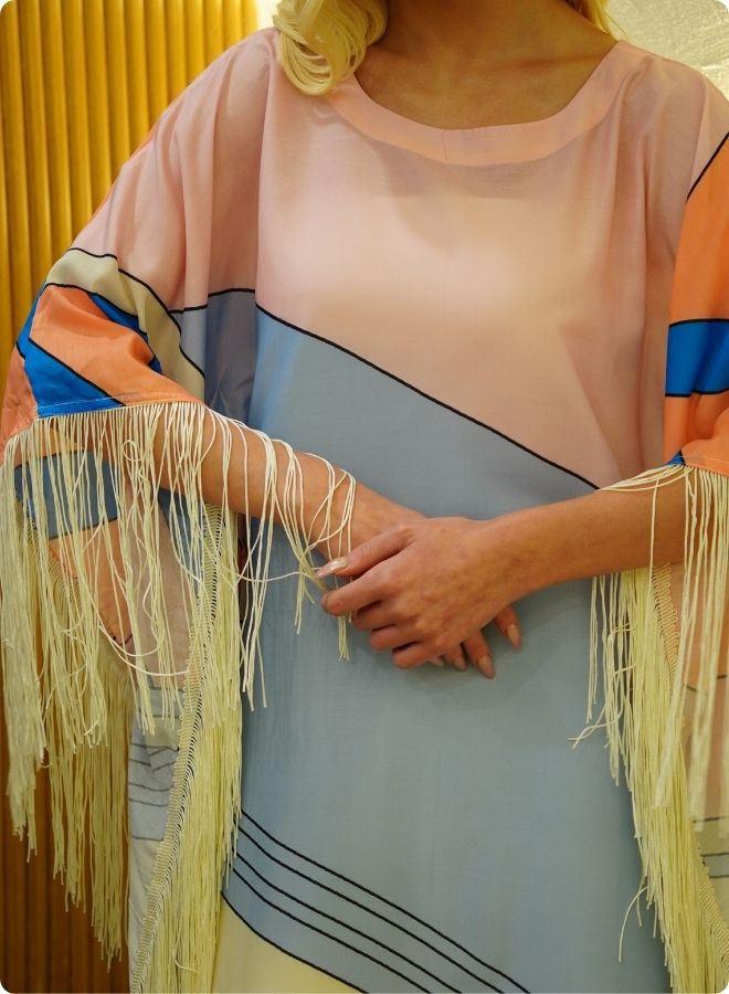 Pastel Geometric Print Kaftan Set