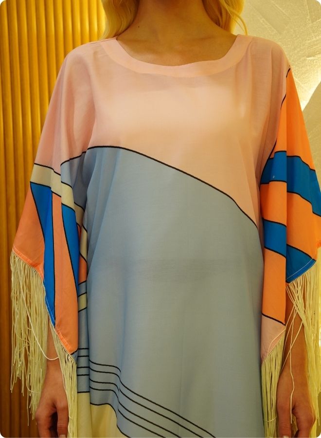 Pastel Geometric Print Kaftan Set