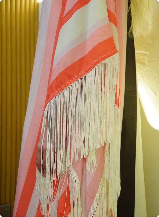 Pastel and Pink Striped Kaftan Set