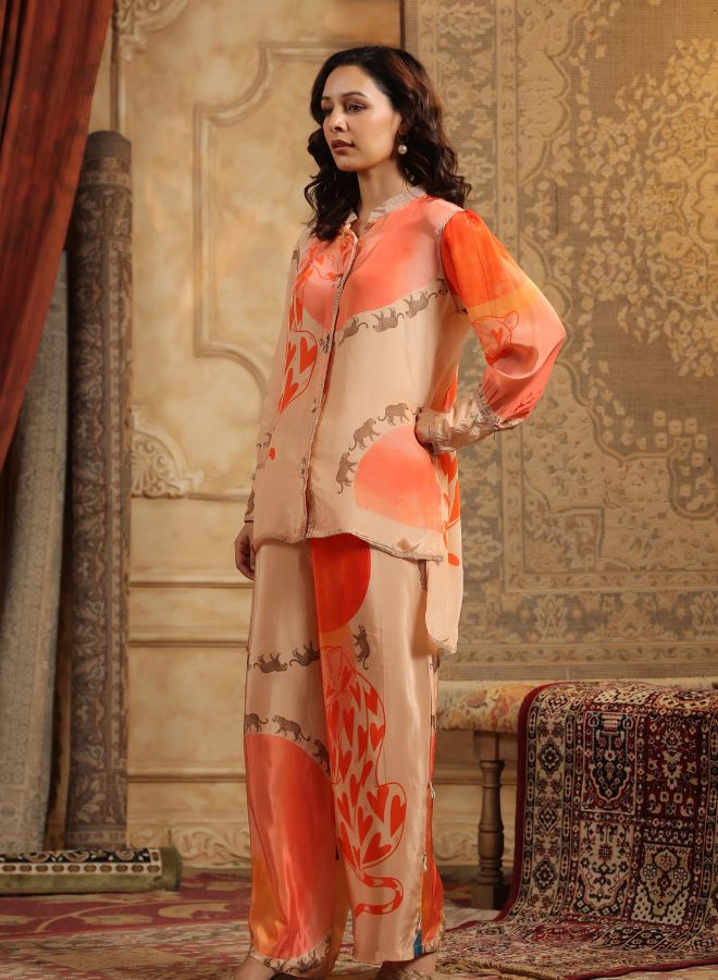 Elegant Silk Printed Ensemble Co-ord Set