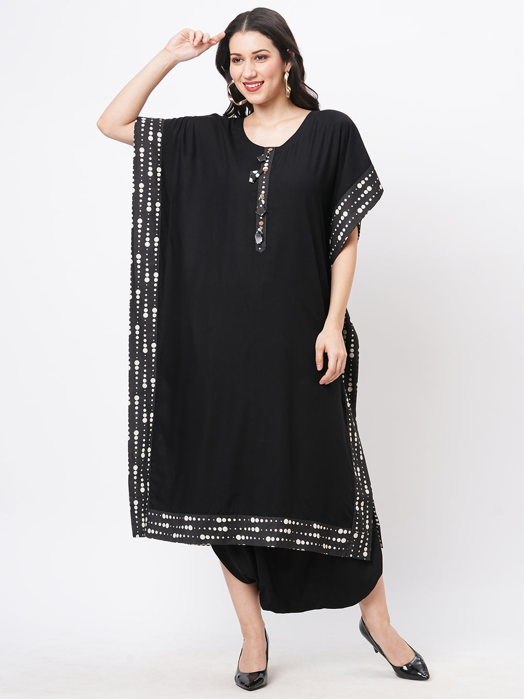 Featuring A Black Kaftan Set With Dhoti Pant