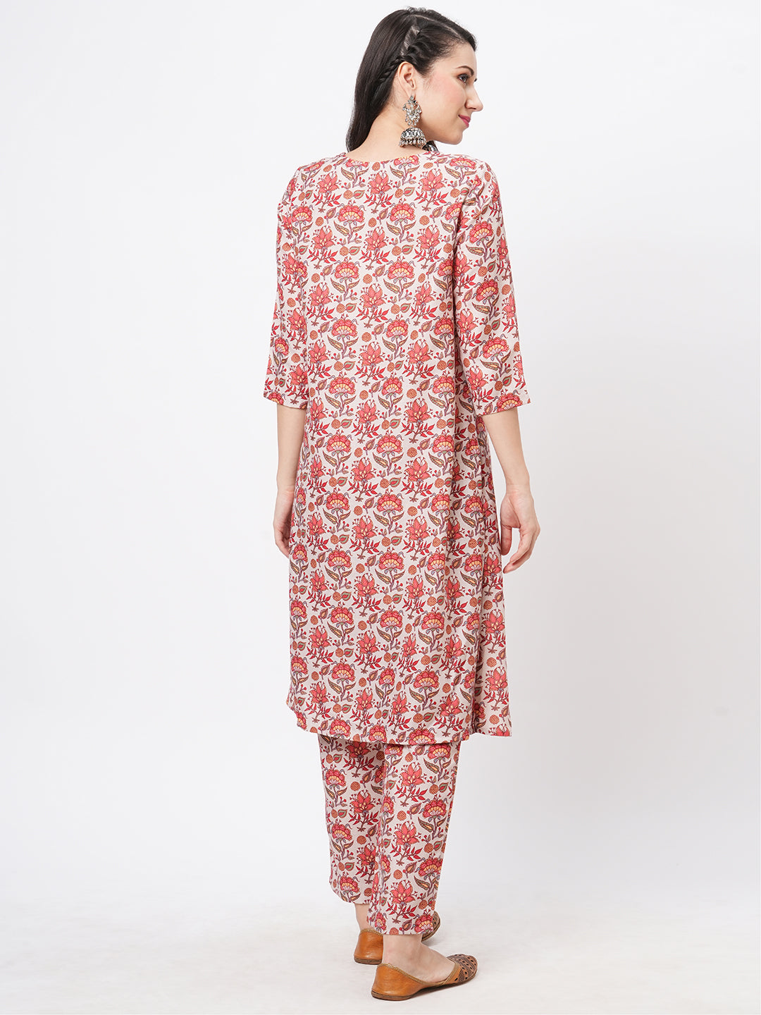 Kalamkari Floral Print Cotton Blend Kurta Set