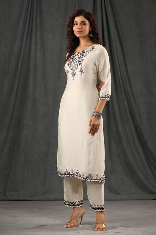 Cream Indian Print Women Suit Set