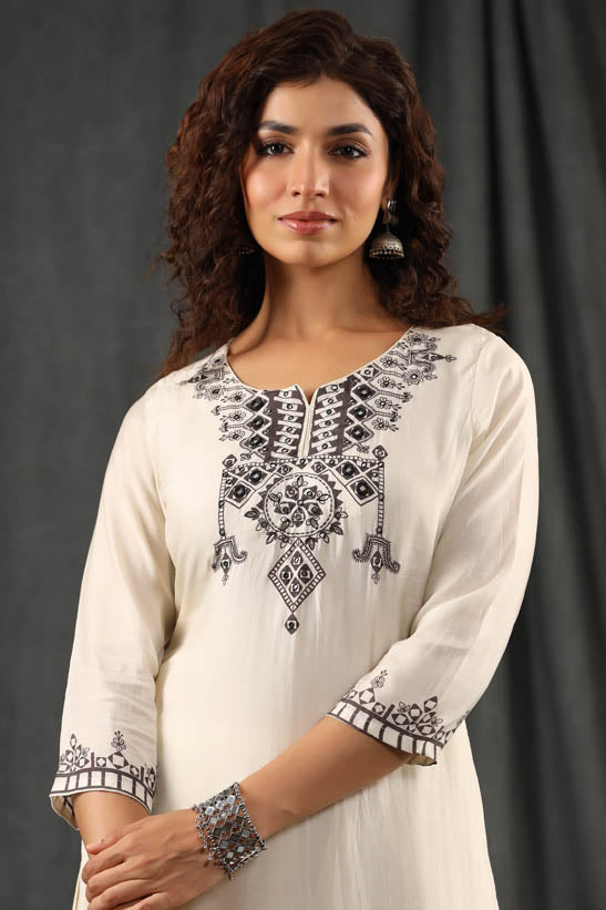 Cream Indian Print Women Suit Set