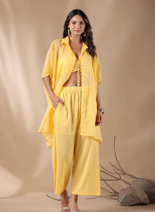 Chic Lemon Yellow Co-Ord Set with Oversized Shirt