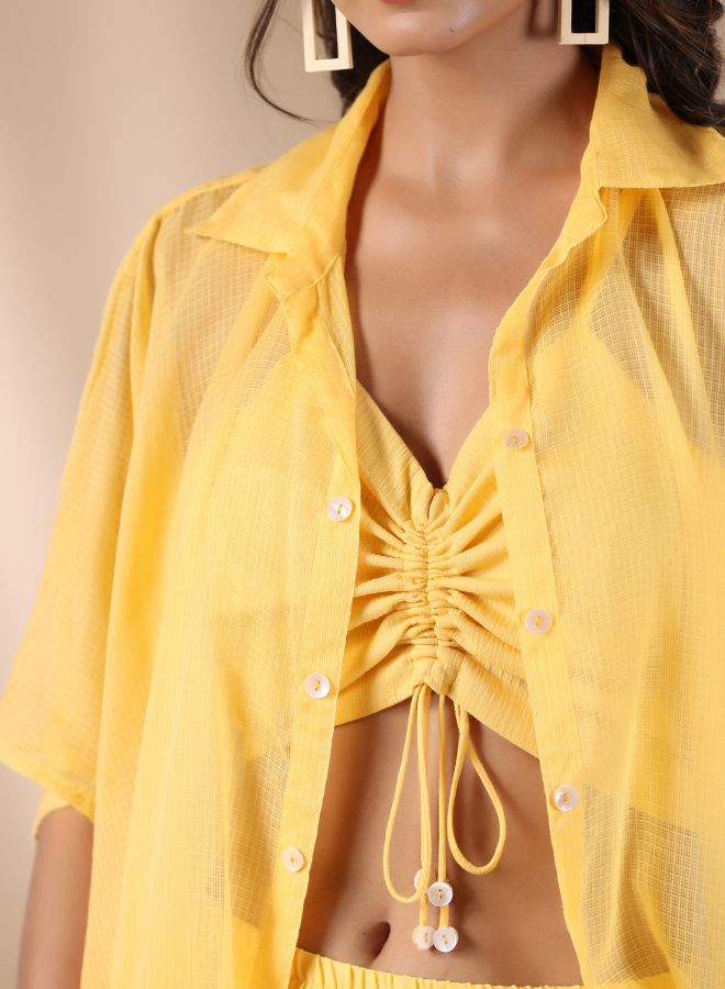 Chic Lemon Yellow Co-Ord Set with Oversized Shirt