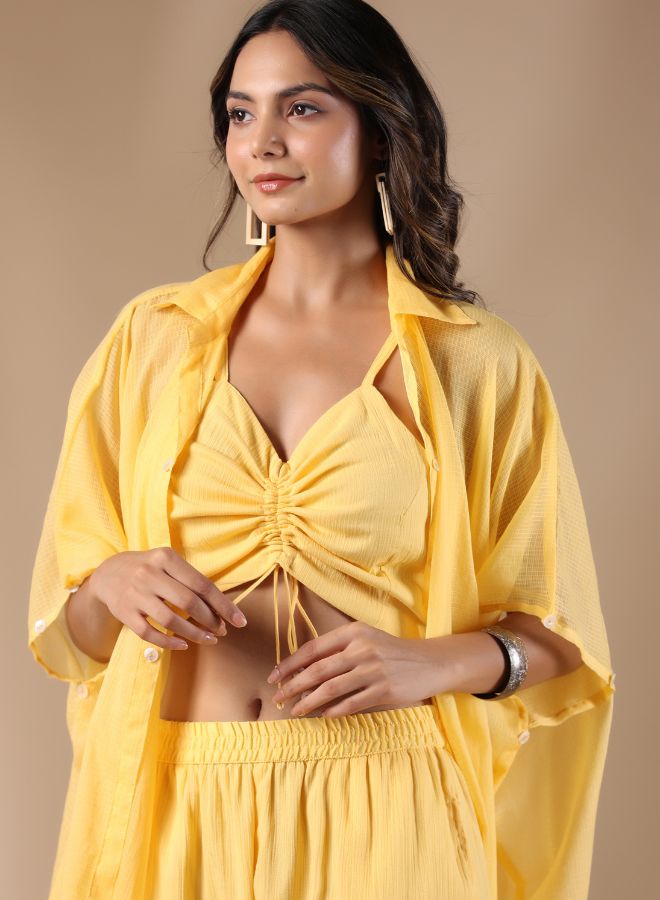 Chic Lemon Yellow Co-Ord Set with Oversized Shirt