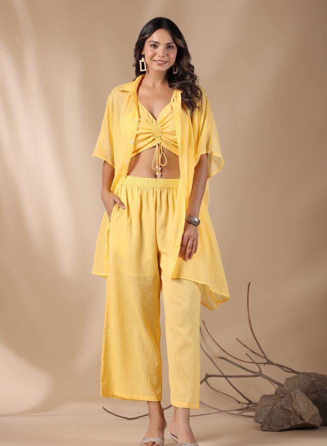 Chic Lemon Yellow Co-Ord Set with Oversized Shirt