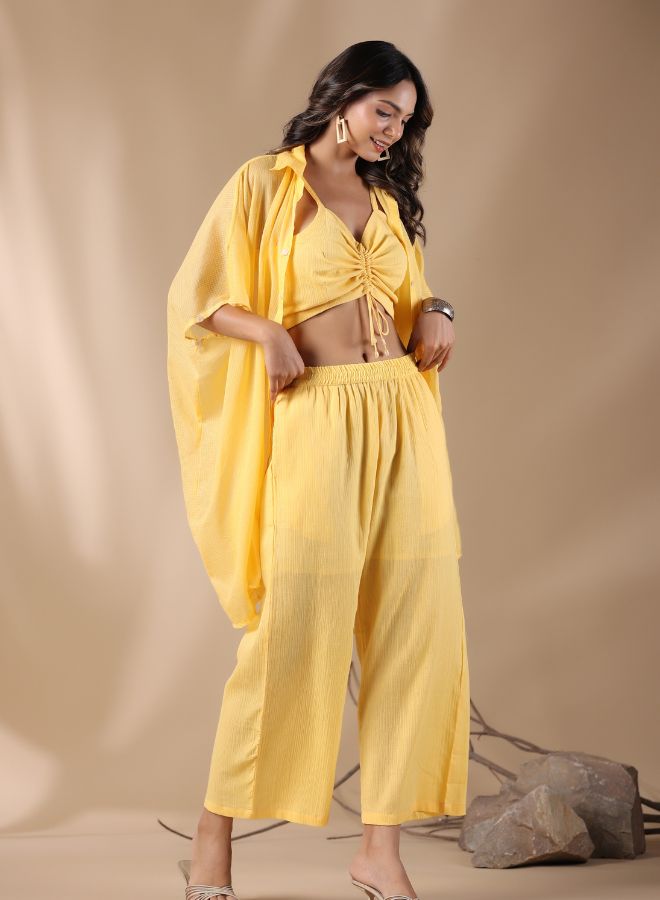 Chic Lemon Yellow Co-Ord Set with Oversized Shirt