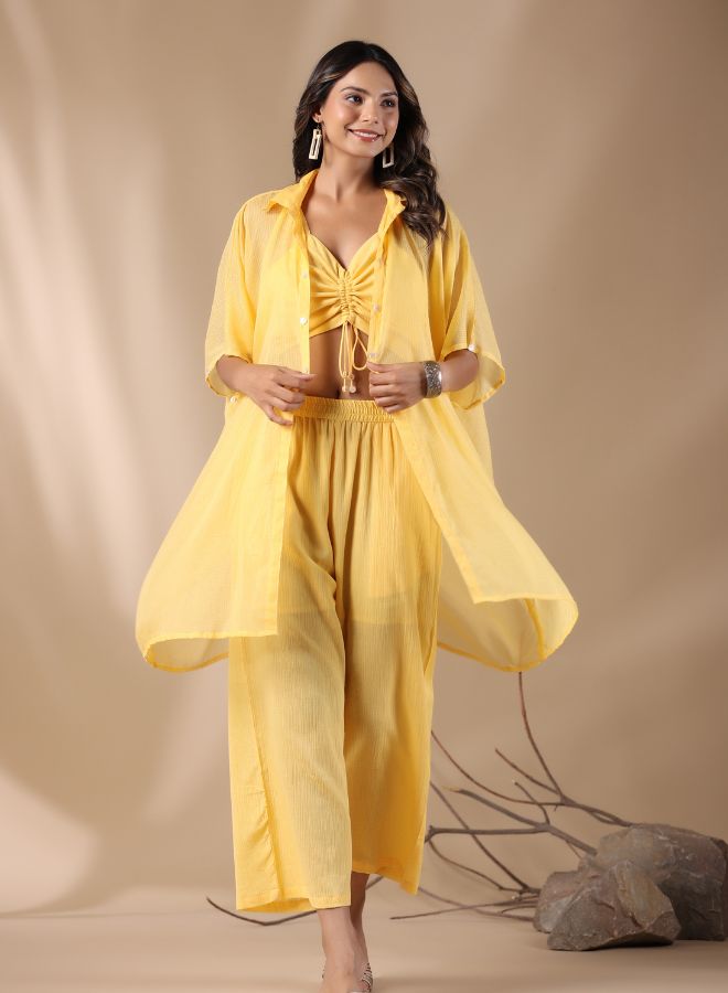 Chic Lemon Yellow Co-Ord Set with Oversized Shirt