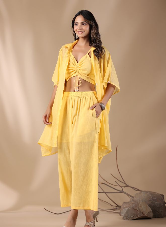 Chic Lemon Yellow Co-Ord Set with Oversized Shirt