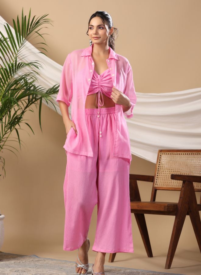 Trendy Pink Co-Ord Set with Oversized Shirt
