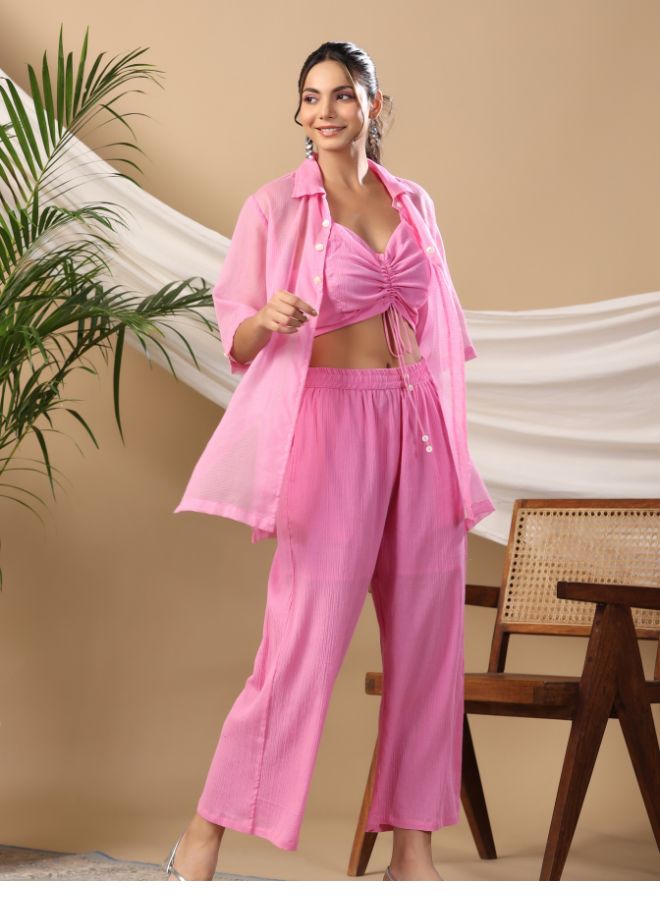 Trendy Pink Co-Ord Set with Oversized Shirt