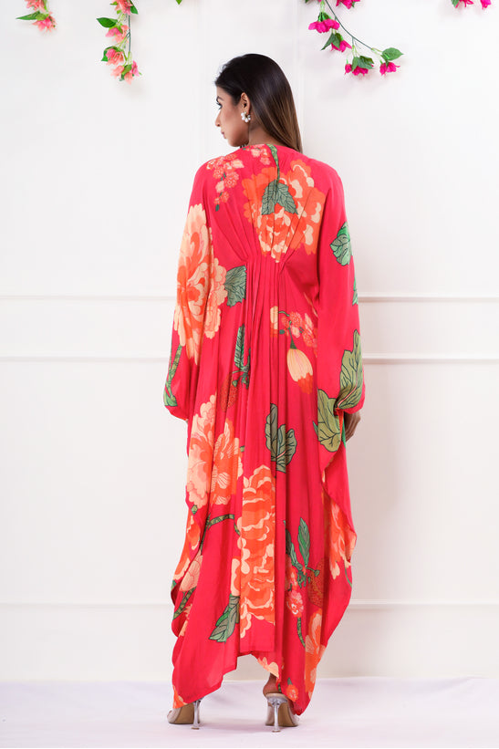 Rose Pink Floral Print Kaftan