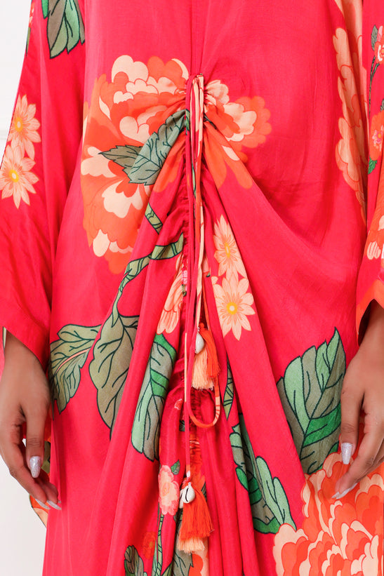 Rose Pink Floral Print Kaftan