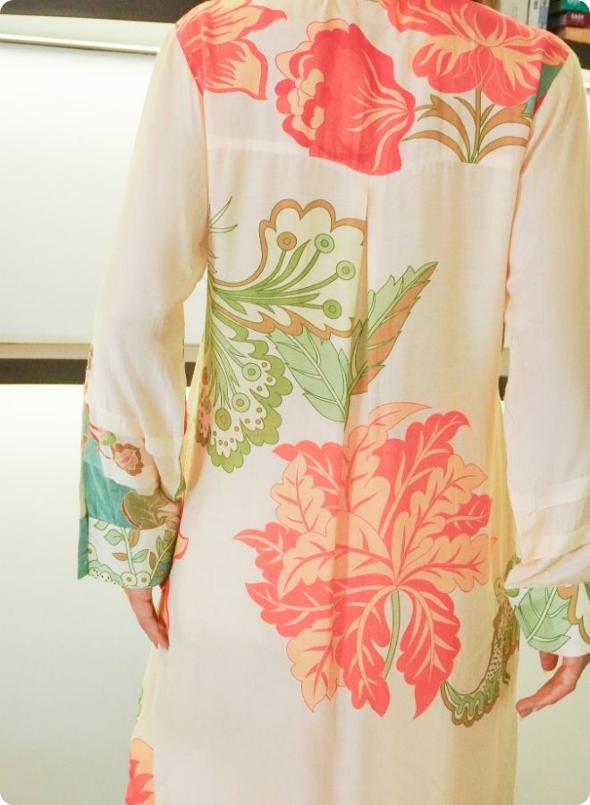 Cream & Green Floral Printed Kurta Set