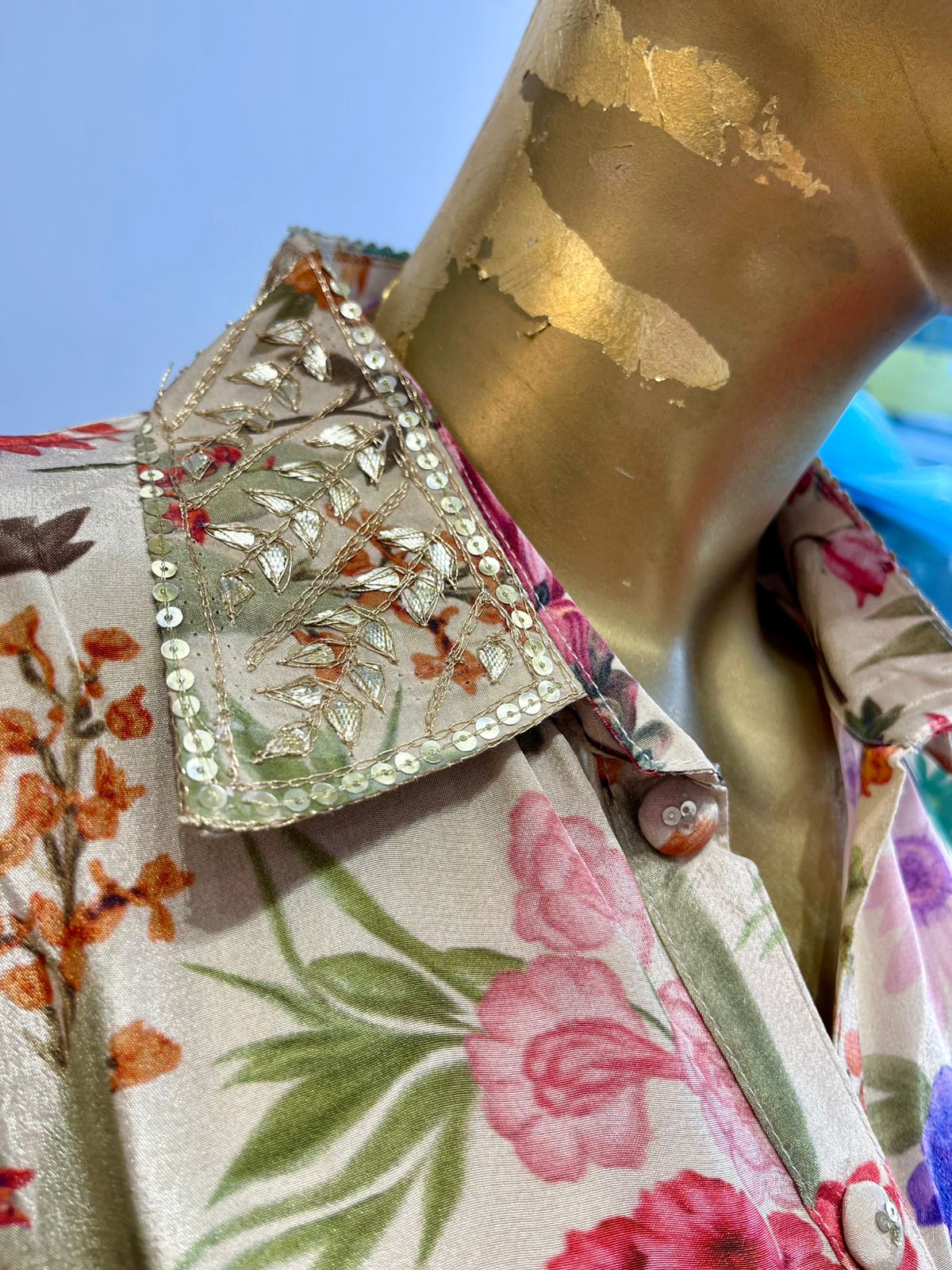 Cream Printed Kaftan