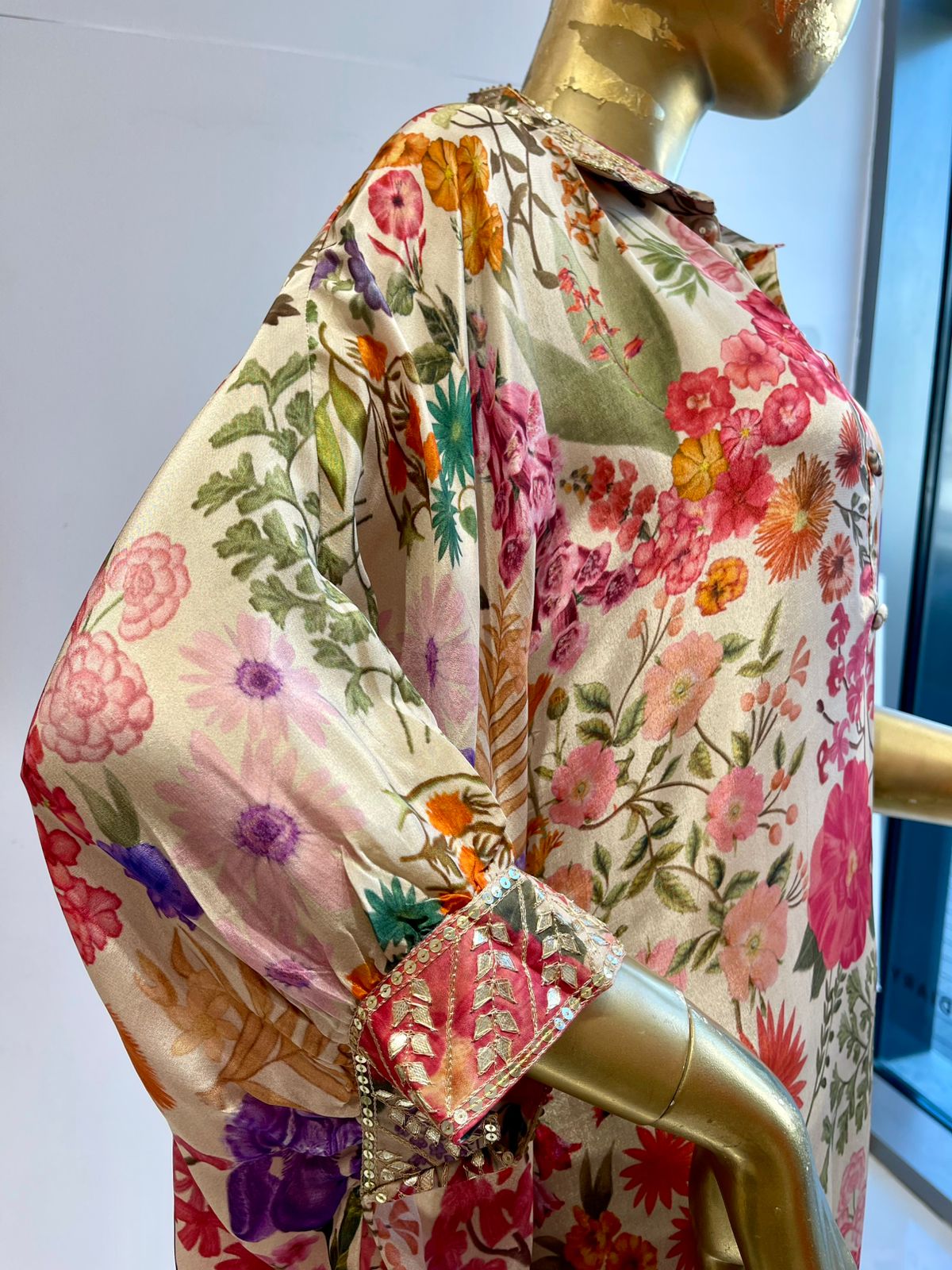 Cream Printed Kaftan