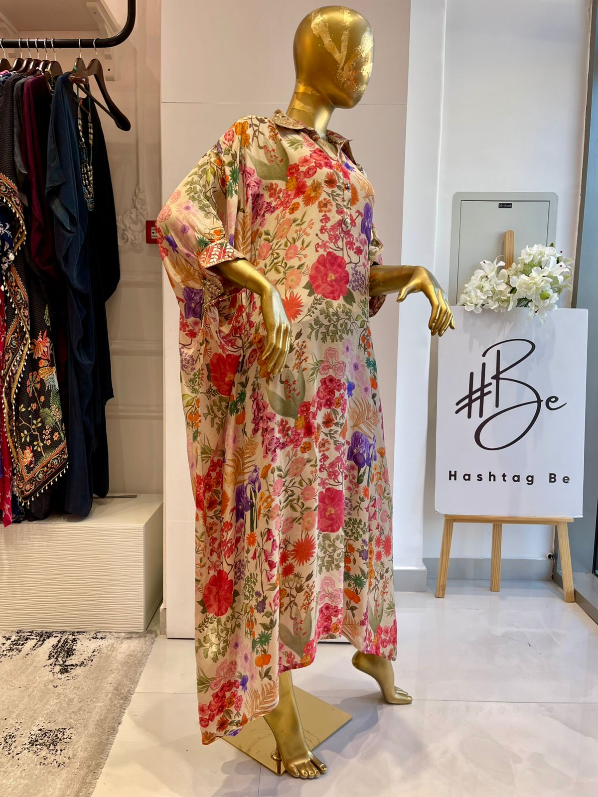 Cream Printed Kaftan