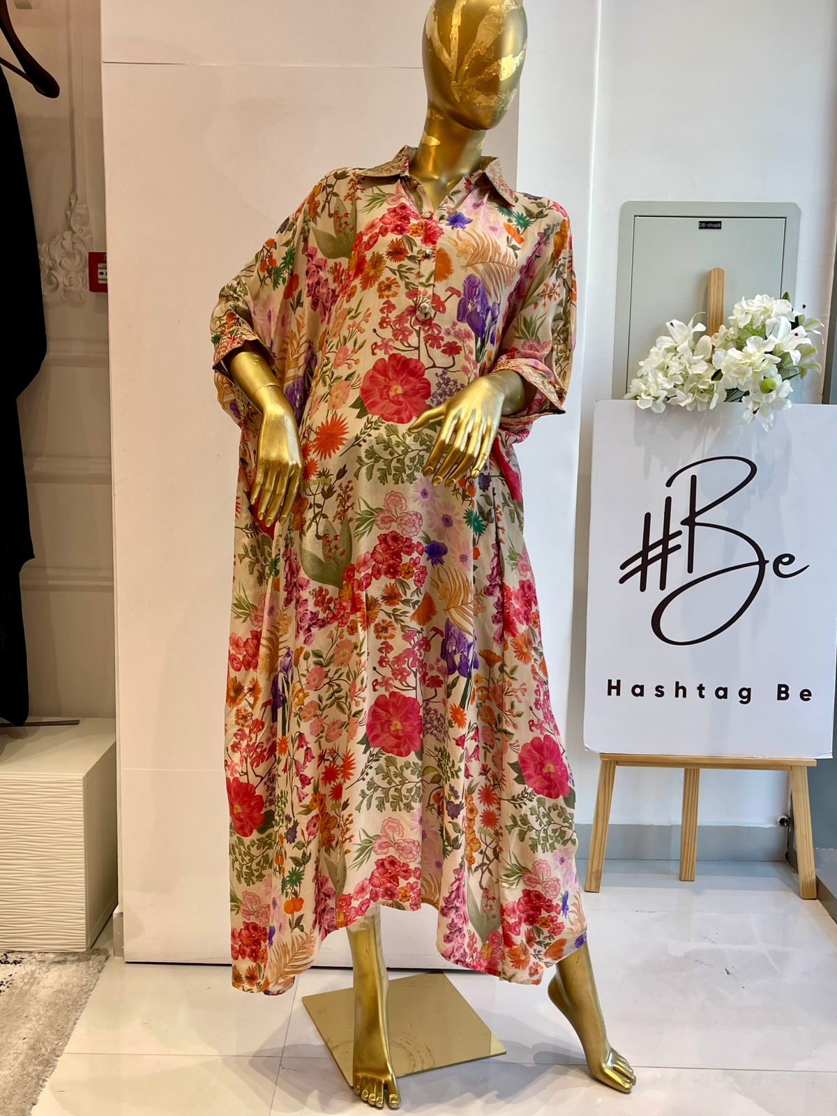 Cream Printed Kaftan
